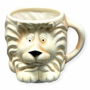 Vintage Signed Lion Head Mug Cup With Handle Ceramic TBM MC Creation 3D Novelty
